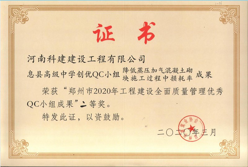 息縣高級中學(xué)創(chuàng  )優(yōu)QC小組（2020年度市級QC）